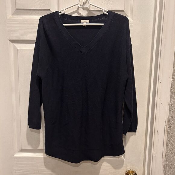 Talbots Womens Sweater Large‎ Navy Blue Knit Pullover Top Long Sleeve - Picture 1 of 5